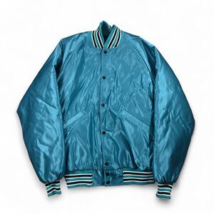 Butwin Jacket Men L Teal Satin Vintage 80s Bomber Varsity